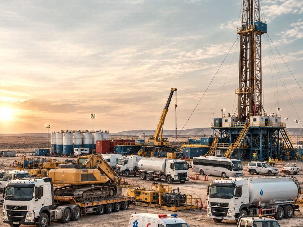 Darren Gulf vehicles and equipment on an oil and gas site